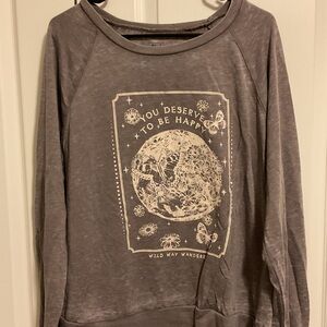 Purple Gray Graphic Boho Lightweight Top